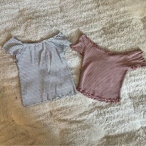 Off the Shoulder Striped Tops